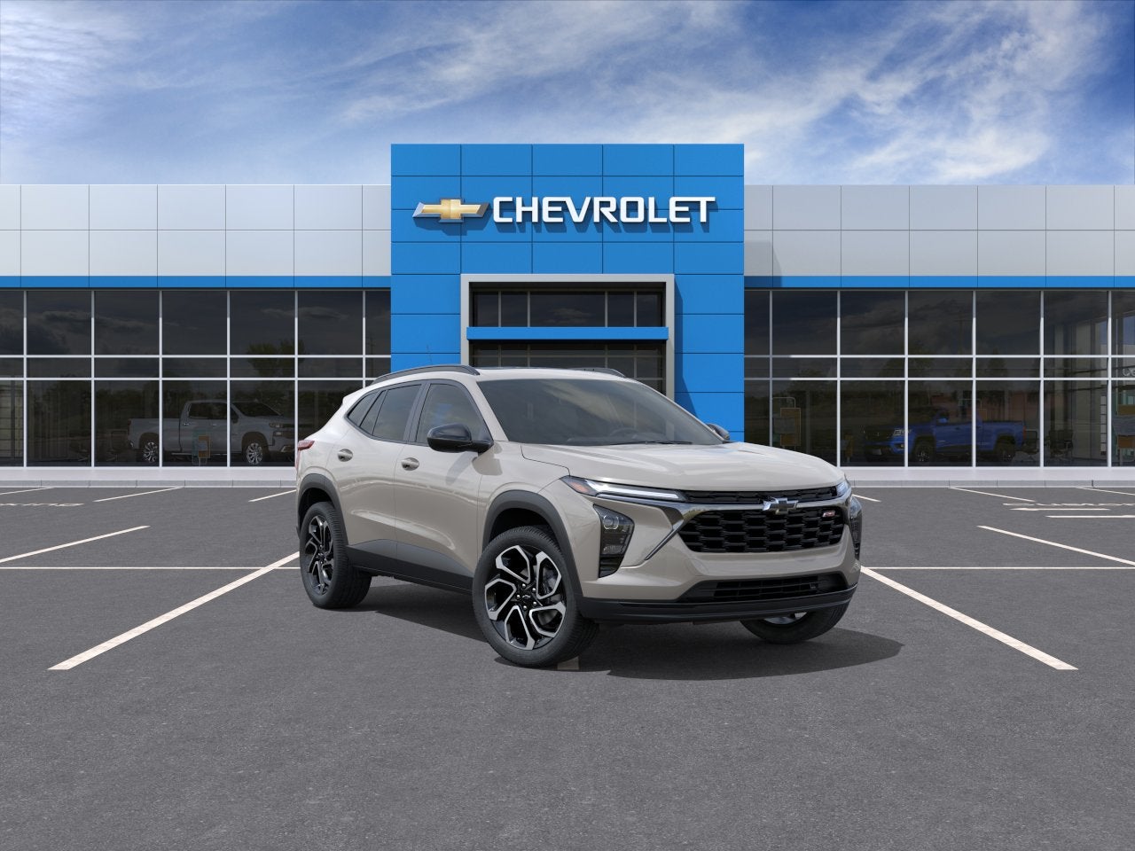 2026 Chevrolet Trax 2RS in White Sands Solid — front three-quarter view